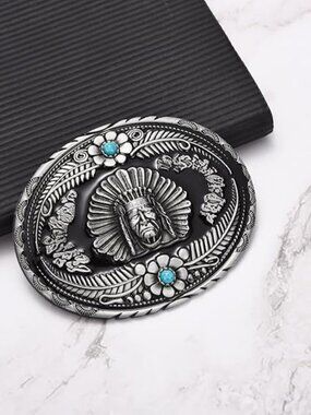 New Belt Buckle Belt Buckle Silver Turquoise Native American Cowboy Western Wear
